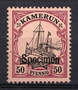 1900 50pf Cameroon, German Colonies, Kaiser’s Yacht, Germany, Specimen