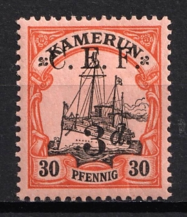 1915 3d on 30pf British Occupation of Cameroon, Kaiser’s Yacht, 'C. E. F.', German Colonies, Germany