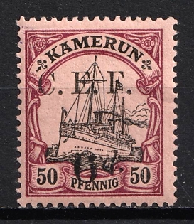 1915 6d on 50pf British Occupation of Cameroon, Kaiser’s Yacht, 'C. E. F.', German Colonies, Germany, Signed
