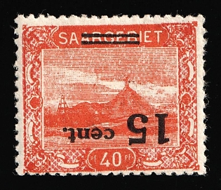 1921 15c Saar, Germany, Signed, INVERTED Overprint