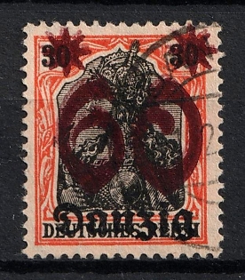 1920 60 on 30pf Danzig Gdansk, Germany, DOUBLE Overprint, Signed