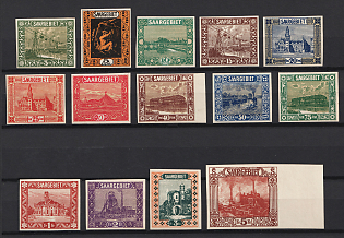 1922 Saar, Germany, Complete Set, Signed, IMPERFORATE