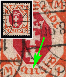 1921 1m Danzig Gdansk, Germany, 'N' in 'Danzig' Broken Above