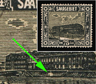 1922 75c Saar, Germany, White Spot in the Middle of the Pier
