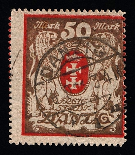 1922 50m Danzig Gdansk, Germany, SHIFTED Perforation