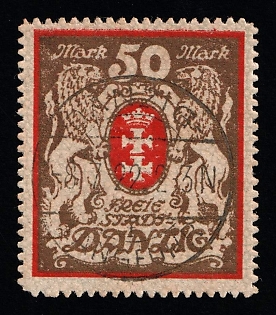 1922 50m Danzig Gdansk, Germany, SHIFTED Perforation