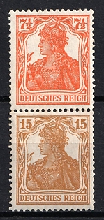 1916-17 German Empire, Germany, Se-tenant, Zusammendrucke, Signed