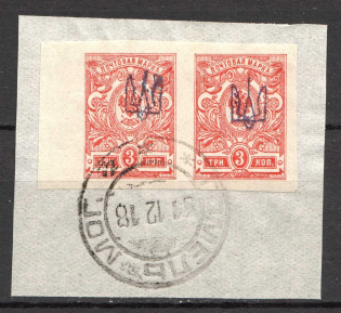 Kiev Type 1 - 3 Kop, Ukraine Tridents Cancellation Gomel Mogilev Pair