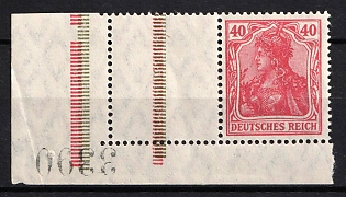 1921 40pf Weimar Republic, Germany, Se-tenant, Zusammendrucke, Corner Margin, Plate Number