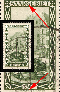 1926 30c Saar, Germany, 'F' Instead of E in 'Johanner', Dot in 'G' in 'Saargebiet'