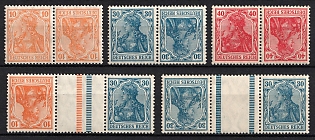 1921 Weimar Republic, Germany, Gutter Tete-beches, Se-tenants, Zusammendrucke