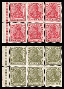 1921 Weimar Republic, Germany, Se-tenants, Zusammendrucke, Blocks, Margins, Control Strips