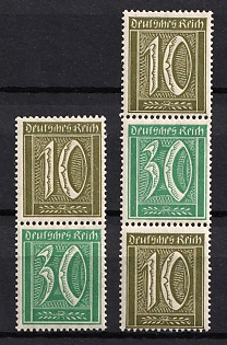 1921 Weimar Republic, Germany, Se-tenants, Zusammendrucke