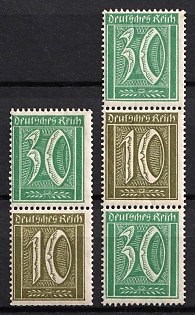 1921 Weimar Republic, Germany, Se-tenants, Zusammendrucke