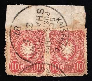 1887 10pf German Offices in China on piece, Germany, Forerunner, Shanghai Postmark