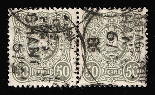 1886 50pf German Offices in China, Germany, Forerunner, Pair, Shanghai Postmarks, Signed
