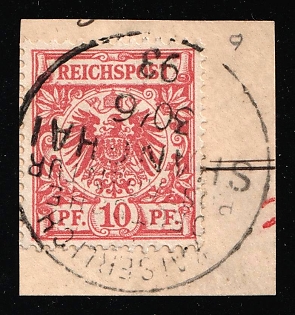 1893 10pf German Offices in China on piece, Germany, Forerunner, Shanghai Postmark, Signed