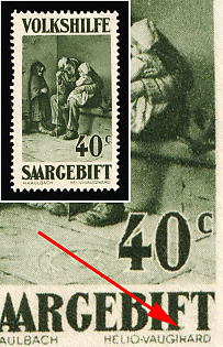 1929 40c, Saar, Germany, Signed, 'F' instead of 'E' in 'Saargebeit'