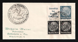 1940 (10 Nov) 'Advertising exhibition 'Stamp Exchange Society'', Third Reich, Germany, Cover from Berlin-Friedenau to Heidenheim an der Brenz, franked with Se-tenants, Special Cancellations