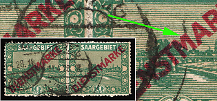 1922/24 10c Saar, Germany, Official Stamps, Pair, BROKEN 'M' in 'Dienstmarken'
