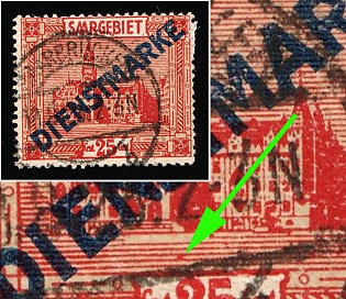 1922/24 25c Saar, Germany, Official Stamps, Dot on the 'Stairs'