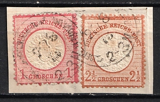 1873 German Offices in Turkey on piece, Germany, Forerunner, Constantinople Postmarks