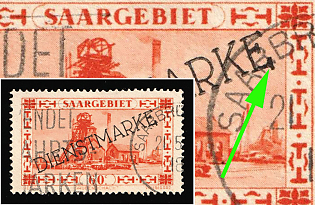 1929/34 60c, Saar, Germany, Official Stamps, Bold Second 'E' in 'Diensmarke'