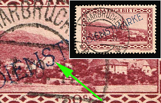 1929/34 50c, Saar, Germany, Official Stamps, 'S' Compressed at the Bottom in 'Diensmarke'