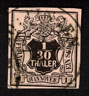 1851 1/30th Hannover, German States, Germany