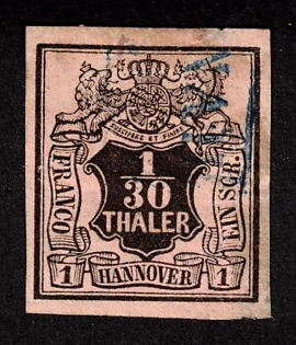 1851 1/30th Hannover, German States, Germany