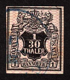 1856-57 1/30th Hannover, German States, Germany, Signed