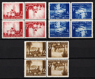 1941-42 Croatia, NDH, Tete-beches Blocks of Four