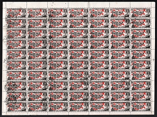 1946 15k 25th Anniversary of First Soviet Postage Stamp, Soviet Union, USSR, Russia, Part Sheet, Riga Postmark