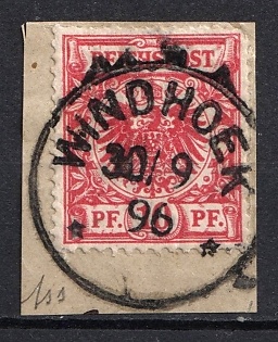 1896 10pf German Offices in South West Africa on piece, Germany, Forerunner, Windhoek Postmark