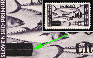 1946 0.50l, Venezia Giulia and Istria, Italy, Yugoslav Occupation, Overprint Split Horizontally