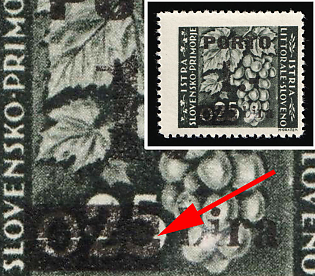 1946 1L Venezia Giulia and Istria, Italy, Yugoslav Occupation, Overprint Split Horizontally