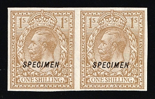 1924 1s Great Britain, Specimen, Type 23, Imperforate Pair