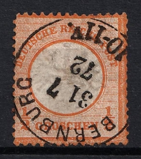 1872 1/2gr German Empire, Small Breast Plate, Germany, Bernburg Postmark