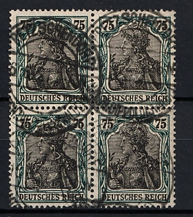 1919 75pf Weimar Republic, Germany, Block of Four, Signed