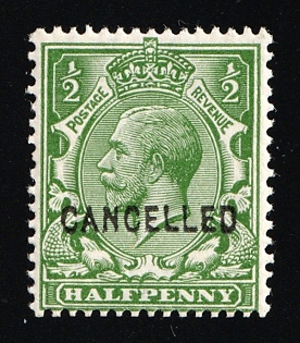 1924 1/2d Great Britain, Specimen 'Cancelled', Type 24