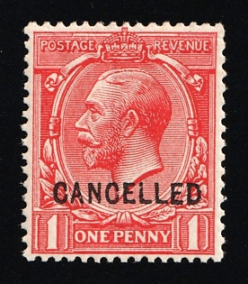 1924 1d Great Britain, Specimen 'Cancelled', Type 24
