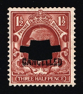 1924 1 1/2d Great Britain, Specimen 'Cancelled', Type 33P Handpunch