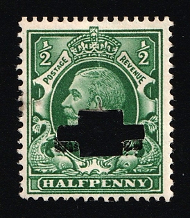 1934 1/2d Great Britain, Specimen 'Cancelled', Type 33P Handpunch 'Wide' Size