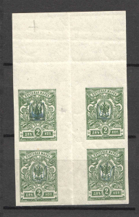 Kiev Type 1 - 2 Kop, Ukraine Tridents Gutter (Double Green Overprint, CV $375, MNH)