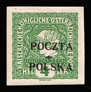 1919 4h Lesser Poland, 'Poczta Polska' Overprint, Certificate