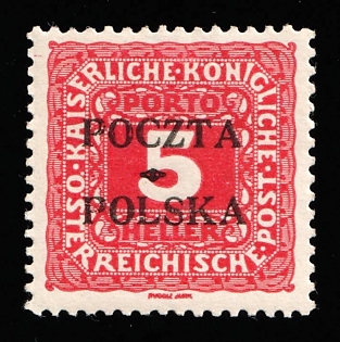 1919 5h Poland, Signed, Official Stamp, 'Poczta Polska' Overprint, Certificate