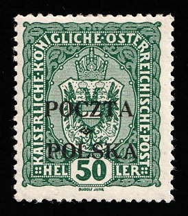 1919 50h Lesser Poland, 'Poczta Polska' Overprint, Certificate