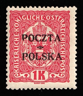 1919 1kr Lesser Poland, Signed, 'Poczta Polska' Overprint, Certificate