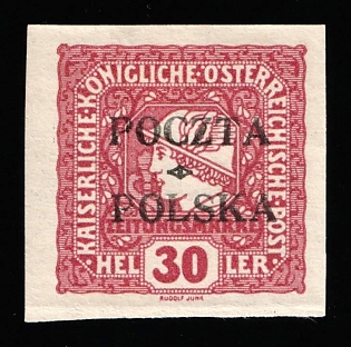 1919 30h Lesser Poland, 'Poczta Polska' Overprint, Certificate