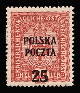 1919 25h on 80h Lesser Poland, 'Poczta Polska' Overprint, Certificate